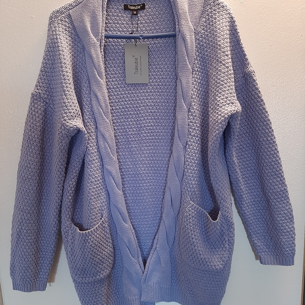 TRALEUBIE WOMEN'S OPEN FRONT LONG SLEEVE boho. boyfriend knit cardigan sweater.
